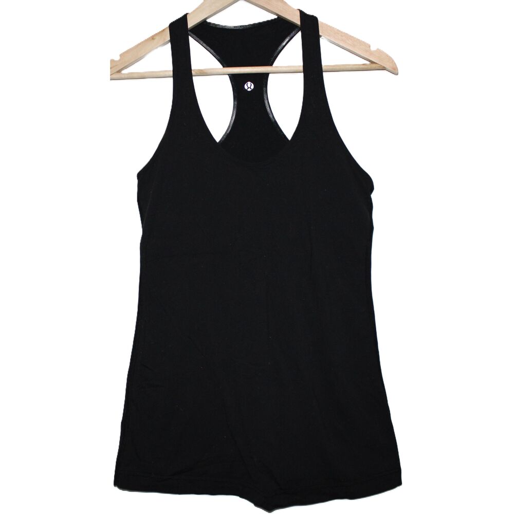 Womens Lululemon Athletica Black Strappy Racerback Sport Workout Tank Top Size 6